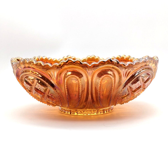 Imperial Carnival Glass Bowl Rubigold Marigold #438 Scalloped Sawtooth Vintage - Picture 3 of 12